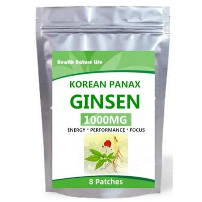 Natural Red Panax Ginseng 8 Energy Patches W/High Ginsenosides for Energy, Performance & Focus Pills for Men & Women