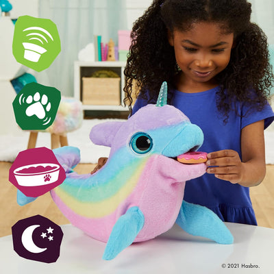 Wavy the Narwhal Interactive Animatronic Plush Toy, Electronic Pet, 80+ Sounds and Reactions, Rainbow Plush, Ages 4 and Up