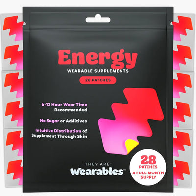 Wearables Energy Patches (28 Count, 1 Month Supply) Green Tea, Yerba Mate, Black Maca, Ginseng - Plant Based, Gluten-Free, Vegan Wellness - Focus and Awake Patch