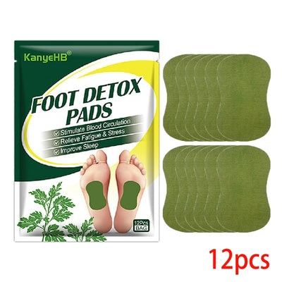 Detox Foot Patches Pads 12/24Pcs Natural Herbal Wormwood Artemisia Argyi Feet Body Toxins Cleansing Relieve Stress Help Sleeping