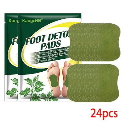 Detox Foot Patches Pads 12/24Pcs Natural Herbal Wormwood Artemisia Argyi Feet Body Toxins Cleansing Relieve Stress Help Sleeping