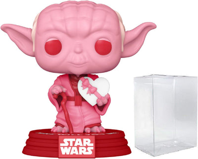 POP Star Wars: Valentines - Yoda with Heart  Vinyl Figure (Bundled with Compatible Box Protector Case) Multicolored 3.75 Inches