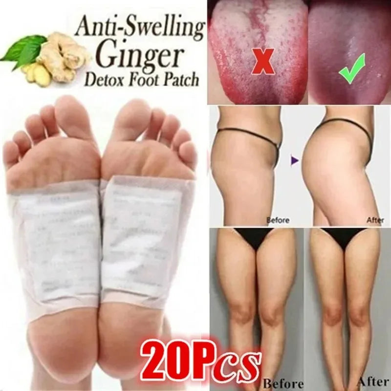 10Pcs Patches+10Pc Adhesives) Detox Foot Patches Weight Loss Pads Body Toxins Anit Cellulite Herbal Adhesive Slim Patch